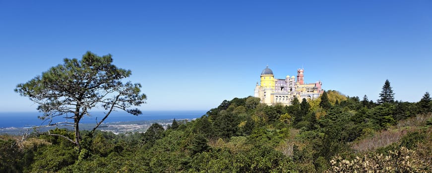 panoramic view of Pena castle in sintra, Portugal