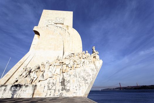 view of famous Padrao dos Descobrimentos, monument in Lisbon