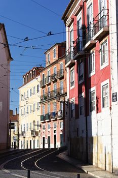 famous street in Lisbon in summer, Portugal