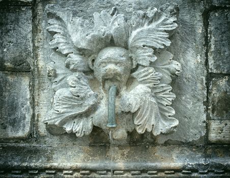 Detail of old urban water fountain Dubrovnik, Croatia.