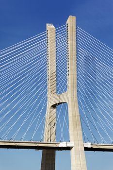 part of famous Vasco da Gama bridge in Lisbon