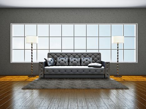 Livingroom with sofa near the window