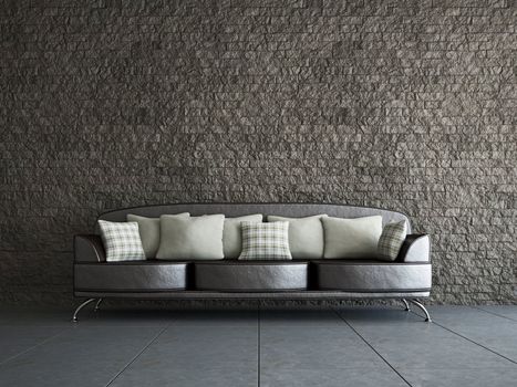 Livingroom with sofa  near the old wall