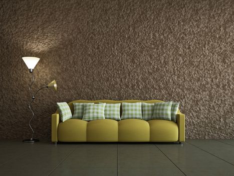 Livingroom with sofa  near the old wall