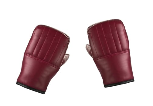Pair of red leather boxing gloves