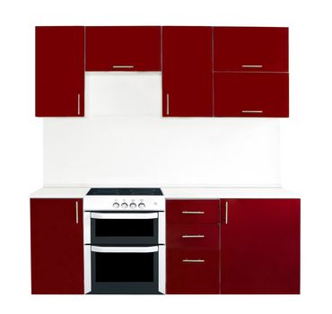 Modern red kitchen interior