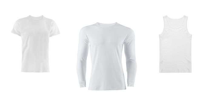 various t shirts on white background
