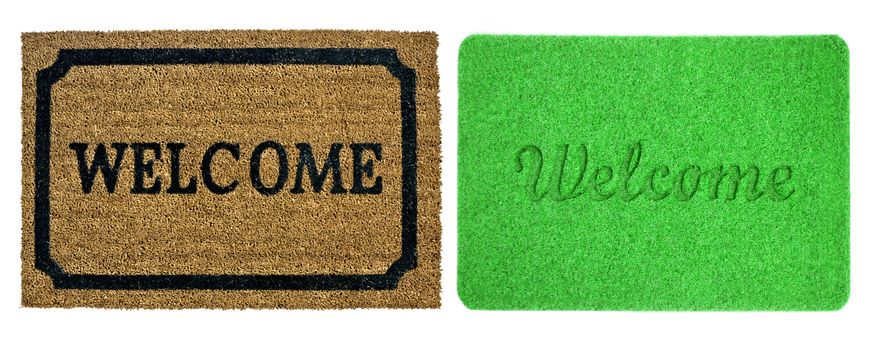 Welcome mats isolated over white