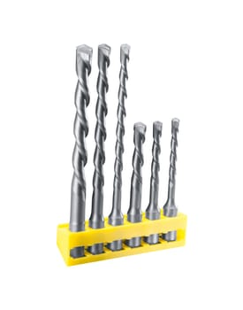 set of wood drill bits isolated in white
