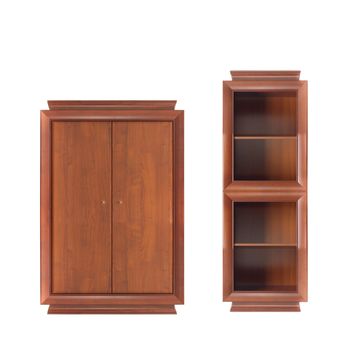 bookcase with wooden wardrobe