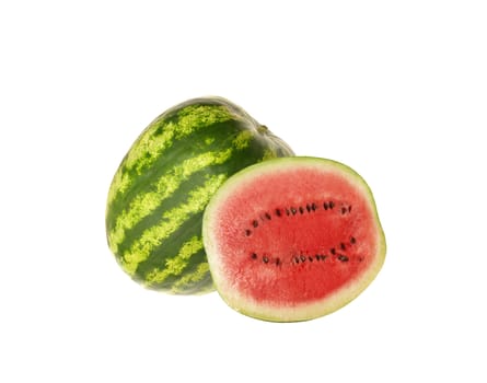 watermelon and slice isolated on white