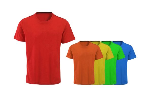 Color t-shirts on white background