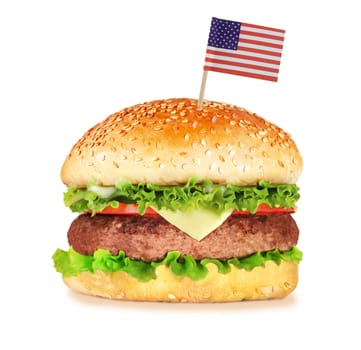 big hamburger isolated on white
