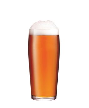 glass with beer on white background