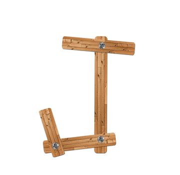 wooden alphabet - letter J on white background