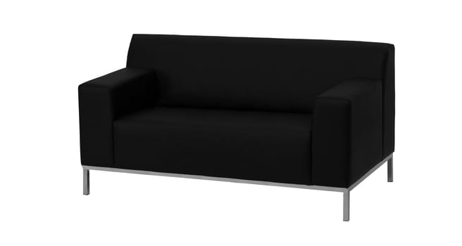 modern black leather sofa isolated against white background
