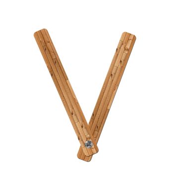 wooden alphabet - letter V� on white background