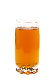 Apple juice in glass isolated on white background