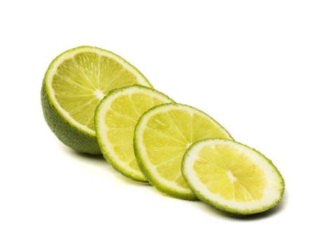 Slice of fresh lime isolated on white background