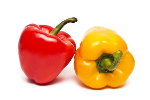Two bell peppers (bulgarian peppers) isolated on white