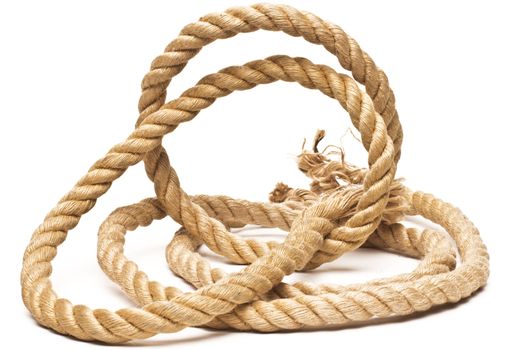 ship rope and knot isolated on white background