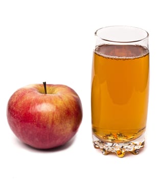 glass of apple juice and apples isolated on white