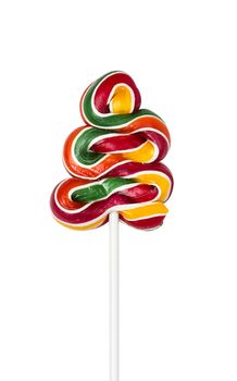 Colorful spiral lollipop lolly pop on a white background