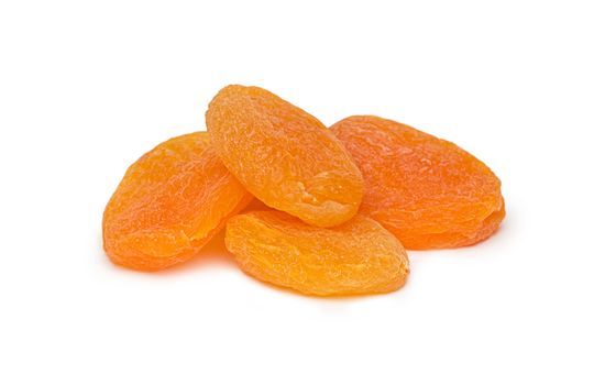Dried apricots on a white background