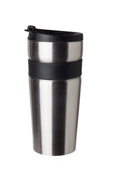 Thermos travel tumbler, cup. Closeup.