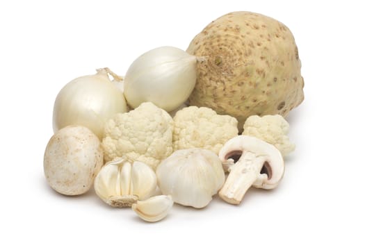 fresh vegetables on the white background