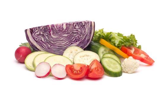 fresh vegetables on the white background