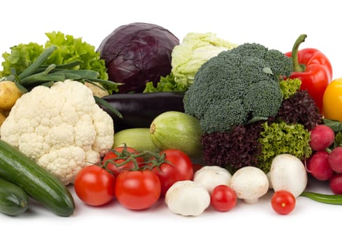 fresh vegetables on the white background