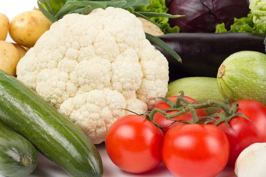 fresh vegetables on the white background