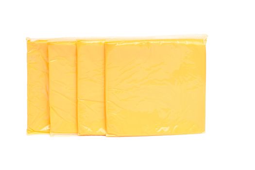 cheese slices on white background.