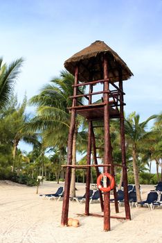 viewpoint in wood on a caribbean beach