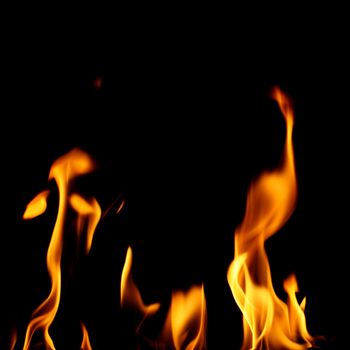 inferno flame fire on black background close up
