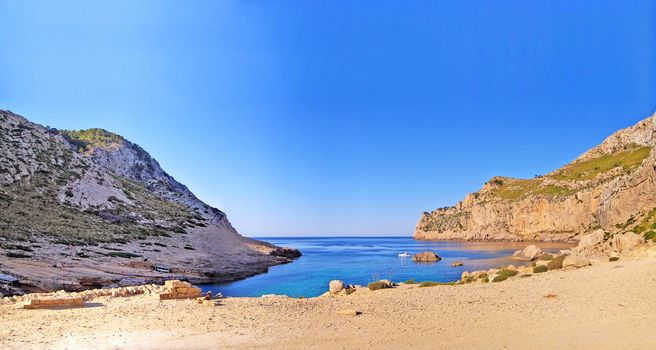 Romantic bay Cala Figuera in the north of the isle majorca, spain