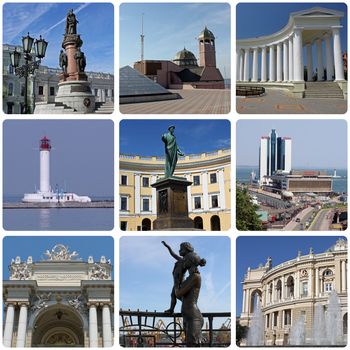 collage with landmarks of Odessa, Ukraine
