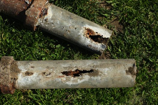 Very Old Corroded and Blocked Steel Household Pipes