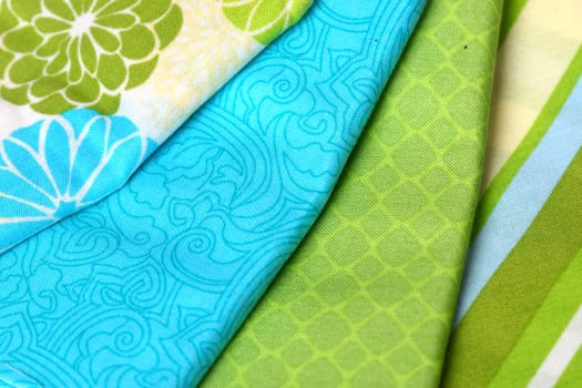 Colorful Palette of Fabric: Blue and Green