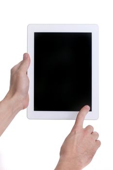 Hands Holding a Tablet Touch Computer 