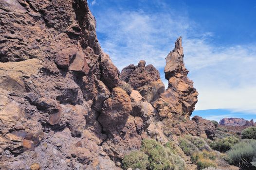 Rocky cliff of Teide National Park. Tenerife, Canary Islands