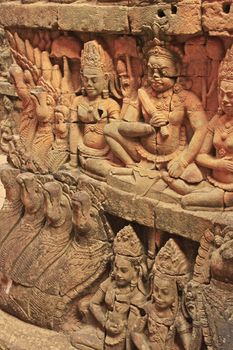 Decorative wall carving, Terrace of the Leper King, Angkor Thom, Cambodia