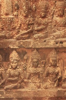 Decorative wall carving, Terrace of the Leper King, Angkor Thom, Cambodia