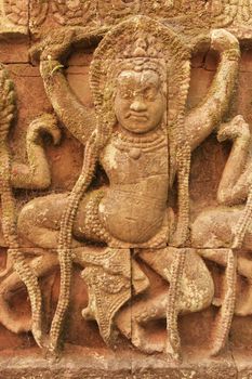 Decorative wall carving, Terrace of the Leper King, Angkor Thom, Cambodia