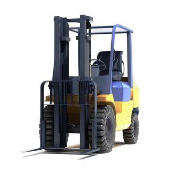 Forklift loader close-up on a light background