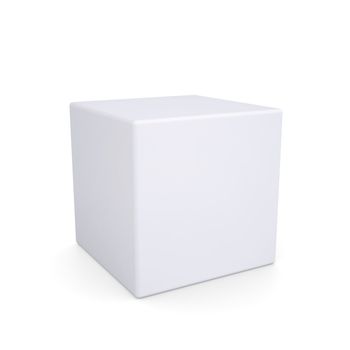 White cube with rounded edges. Isolated render on a white background