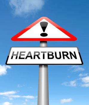 Illustration depicting a sign with a heartburn concept.