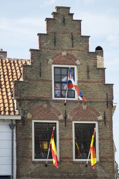 old stepped gable from houses in old dutch town Brielle