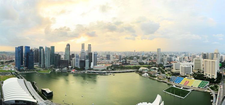 Bird's-eye view of Singapore at sunset